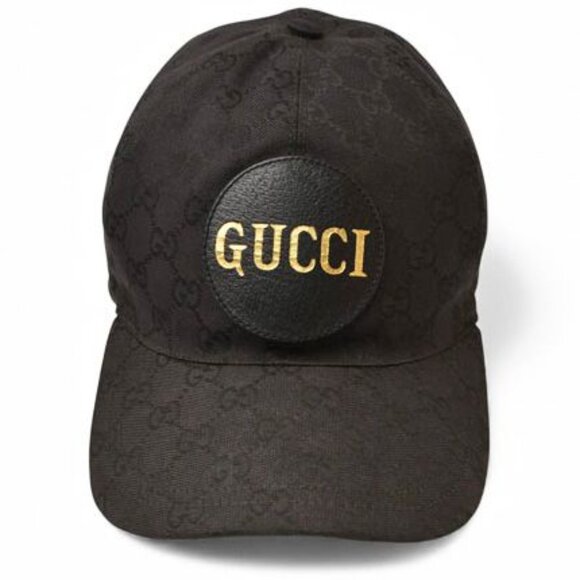 Gucci Baseball Cap Hat Gold Foil Embossed GG Black 4 Hg53 1060 Size main image 7